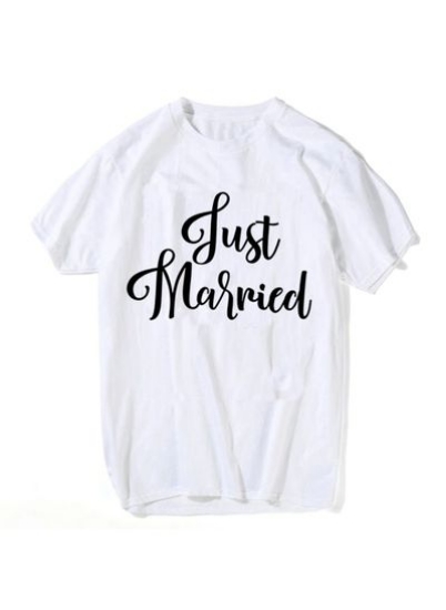 تی شرت پنبه ای ماه عسل چاپ شده تازه ازدواج کرده ام