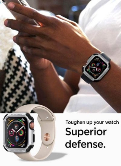 روکش Tough Armor برای Apple Watch 44mm Series 6/SE/5/4 - نقره ای