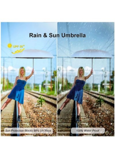 چتر بارانی مینی خورشید، با 95% محافظت در برابر اشعه ماوراء بنفش برای آفتاب و باران، سبک محبوب برای زنان و مردان
