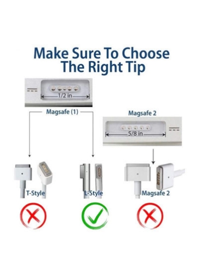 آداپتور برق جایگزین 85 واتی سازگار با مک بوک پرو کانکتور مغناطیسی 15 و 17 اینچی با نوک L و دوشاخه AC 18.5 ولت 4.6 آمپری امارات