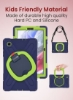 قاب محافظ رنگارنگ مقاوم ضد ضربه Moxedo با پایه 360 چرخشی و بند شانه برای کودکان سازگار برای Samsung Galaxy S6 Lite 10.4 اینچی - آبی دریایی/آهکی