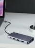 USB C Hub 11 in 1، پشتیبانی VGA Ethernet HDMI، سازگار با Macbook Pro، Dell XPS 13 و 15، Microsoft Surface Book، ایسوس Chromebook و Zenbook Pro و موارد دیگر - خاکستری
