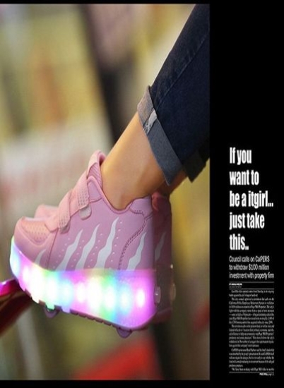 کفش‌های کتانی LED چرخ‌دار صورتی