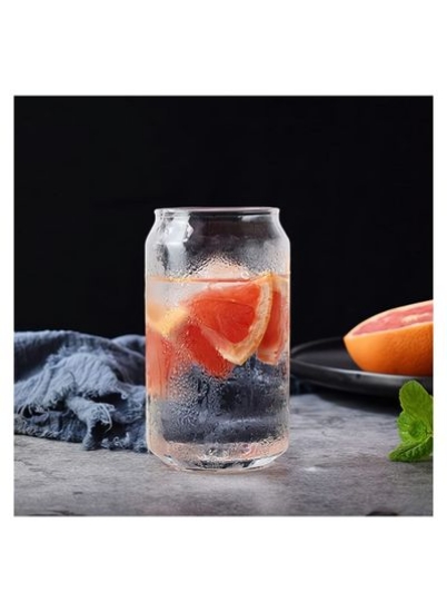 قوطی‌های شیشه‌ای، لیوان‌های شیشه‌ای به شکل قوطی، لیوان آب شفاف لیوان آب با نی شیشه‌ای برای هر نوشیدنی و مناسبتی، 500 میلی‌لیتر