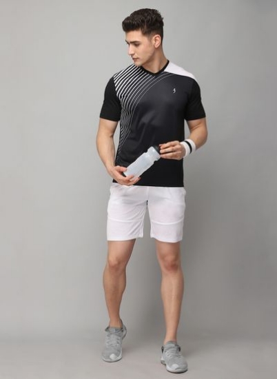 تی شرت آموزشی یقه مردانه چاپ شده مشکی