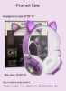 هدست بلوتوث فوق العاده زیبا LS020 رنگارنگ گوش گربه ای بنفش