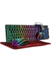 ست کیبورد گیمینگ TF400 Wired Rainbow RGB با نور پس زمینه با هدست نورپردازی RGB و موس پد ضد لغزش