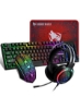 ست کیبورد گیمینگ TF400 Wired Rainbow RGB با نور پس زمینه با هدست نورپردازی RGB و موس پد ضد لغزش