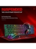 ست کیبورد گیمینگ TF400 Wired Rainbow RGB با نور پس زمینه با هدست نورپردازی RGB و موس پد ضد لغزش