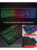 ست کیبورد گیمینگ TF400 Wired Rainbow RGB با نور پس زمینه با هدست نورپردازی RGB و موس پد ضد لغزش