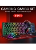 ست کیبورد گیمینگ TF400 Wired Rainbow RGB با نور پس زمینه با هدست نورپردازی RGB و موس پد ضد لغزش