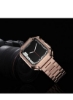 سازگار با بند اپل واچ، طراحی شده برای i-Watch Strap Series 7 6 5 4 3 2 1 SE، زنجیر فلزی از جنس استنلس استیل با قاب TPU، طراحی شده برای اتصال دستبند ساعت هوشمند آیفون با بند مچی رز طلایی