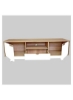 پایه تلویزیون مدرن چوبی برای اتاق نشیمن، واحد تلویزیون اداری پایه های چوب جامد - سفید و قهوه ای