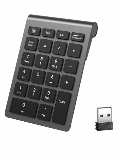صفحه‌کلید شماره‌ای بی‌سیم بلوتوث ۲۲ کلیدی قابل شارژ صفحه‌کلید عددی ۱۰ کلید ۲.۴ گیگاهرتز ورود کارآمد داده با پیکان برای لپ‌تاپ دسکتاپ MacBook Pro Air iMac iPhone iPad