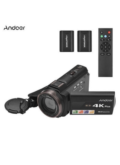 دوربین فیلمبرداری دیجیتال وای فای Andoer 4K/60FPS با کیفیت 48 مگاپیکسل با زوم 16 برابری 3 اینچ صفحه لمسی مادون قرمز مادون قرمز دید در شب باتری های پایه کفش سرد کنترل از راه دور