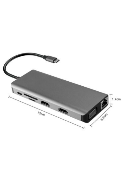 12 در 1 ایستگاه اتصال USB C داک USB 4K HDMI VGA 1000M اترنت نوع C
