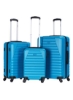 ست چمدان 3 تکه ترولی سخت ABS، چرخ های اسپینر با قفل شماره 20/24/28 اینچ - آبی روشن