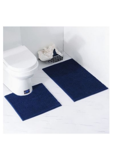 تشک های حمامی 2 تکه نرم و نرم با قابلیت شستشو با قابلیت خشک شدن سریع، آبی تیره