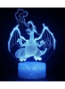 3D Illusion Go Pokemon Night Light 16 تغییر رنگ دکور چراغ رومیزی رومیزی چراغ نور شب برای کودکان کودکان 16 تغییر رنگ با ریموت Charizard