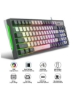 صفحه کلید بازی V600 RGB با نور پس زمینه دو رنگ کیبورد قالب گیری تزریقی کیبورد سیمی منطبق با رنگ خاکستری و مشکی