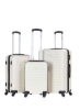 ست چمدان 3 تکه ترولی سخت ABS، چرخ های اسپینر با قفل شماره 20/24/28 اینچ - سفید خاموش