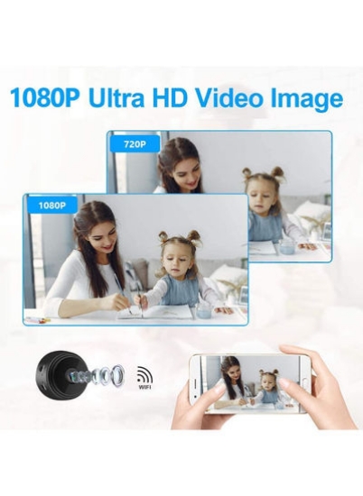 دوربین IP مینی بی سیم 1080P وای فای دید در شب، دوربین مینی قابل حمل HD Night Vision 1080P HD WIFI Remote Home Security Camera APP: V380PRO (دوربین 1080P)