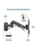 پایه دیواری تلویزیون تمام حرکتی با فنر گازی برای مانیتورهای 17 تا 27 اینچی مشکی