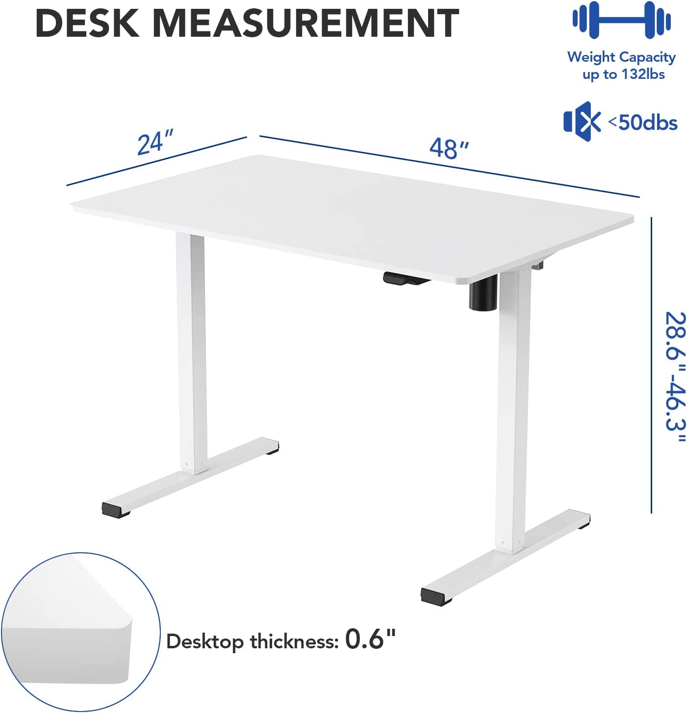 تصویر FLEXISPOT : میز با قابلیت تنظیم ارتفاع برقی FLEXISPOT Essential White Standing Desk 48 : تاریخ تحویل: 3 تا 5 روز کاری میز با قابلیت تنظیم ارتفاع برقی FLEXISPOT Essential White Standing Desk 48 x 24 Inches