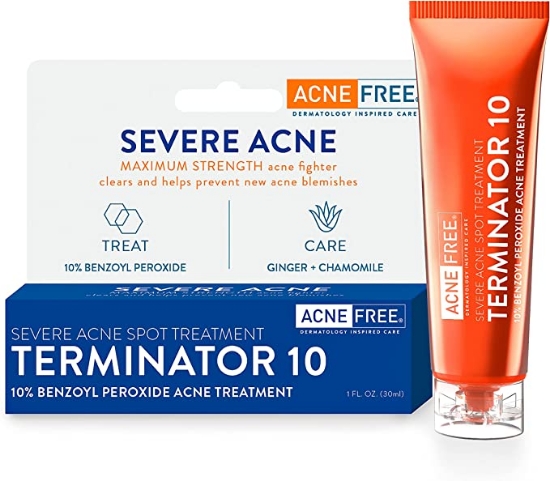 تصویر  کرم درمان آکنه AcneFree Terminator 10 Acne Spot Treatment with Benzoyl Peroxide 10% Maximum Strength Acne Cream Treatment, 1 Ounce - Pack Of 1