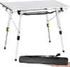 Rness Outdoor Camping Table Folding Portable Picnic with Aluminum Legs Adjustable Height Roll Up Tabletop Mesh