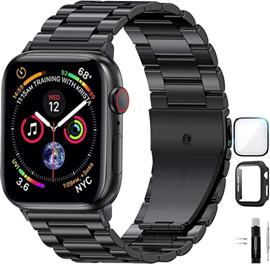 ⌚【Extensive Compatibility】: This metal strap is Compatible with Apple Watch Series 8/7/6/5/4/3/2/1/SE 42mm 44mm 45mm 49mm.