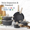 تصویر  ست ظروف گرانیت نچسب، ست قابلمه و تابه 10 عددی CAROTE Nonstick Granite Cookware Sets, 10 Pcs Pots and Pans Set, Non Stick Stone Kitchen Cookware Set with Frying Pans(Granite, Induction Cookware)