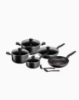 تصویر  ست تفال دارک استون 11 عددی نچسب قابلمه B491SB85TEFAL Dark Stone 11 pc set, Non-stick, stewpots 22/24 cm + lids, saucepan 18 cm, frypan 28 cm, wokpan 28 cm, spoon, ladle, Aluminium, B491SB85