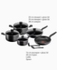 تصویر  ست تفال دارک استون 11 عددی نچسب قابلمه B491SB85TEFAL Dark Stone 11 pc set, Non-stick, stewpots 22/24 cm + lids, saucepan 18 cm, frypan 28 cm, wokpan 28 cm, spoon, ladle, Aluminium, B491SB85