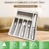 تصویر  دراور کارد و چنگال Drawer Organizer Cutlery Tray Silverware Utensil Storage 6 Sections for Kitchen Office Dinning Room