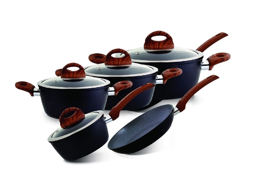 9 PCS KITCHEN COOKWARE SET – The complete Set Includes 3 PC casserole pans with tempered lids, 1 pc Saucepan, and an additional Frying pan for all your cooking needs. Ideal for cooking classics like Sausage and Bean Casserole or Chicken Chasseur.	