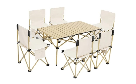 میز و صندلی تاشو شش نفره مدل Outdoor Folding Camping Table Portable Aluminum Folding Table