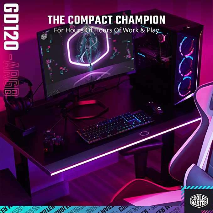 تصویر COOLER MASTER : میز بازی کامپیوتر Cooler Master GD120 ARGB با نورپردازی هوشمند محیطی، موس پد ضد آب با اندازه ک : تاریخ تحویل: 3 تا 5 روز کاری میز بازی کامپیوتر Cooler Master GD120 ARGB با نورپردازی هوشمند محیطی، موس پد ضد آب با اندازه کامل مدیریت کابلی