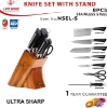 تصویر  سرویس  چاقو و کارد و ساطور لایف اسمایل مدل Kitchen Knife Set - LIFE SMILE Professional 8 PCS Knife Set With Wood block 18/10 Stainless Steel With Knife Sharpner - Ultra Sharp NSEL-5