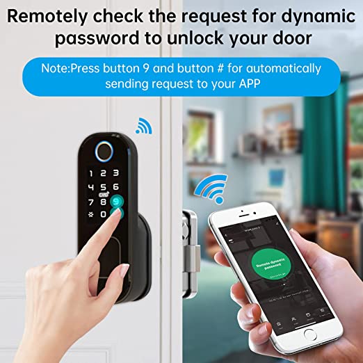 تصویر قفل در هوشمند به همراه اثر انگشت و صفحه کلید مدل Fingerprint Door Lock, Onnoi Keyless Entry Door Lock with Keypads 