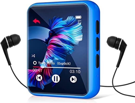 ✅【Full-screen touch MP3 player】: This Bluetooth MP3 player has a full touch screen, mirror surface, and zinc alloy design, scratch resistance (with protective cover & lanyard), it is small and exquisite, suitable for outdoor, travel, play, it Smooth operation is a great and convenient mp3 player, and supports one-key lock screen.