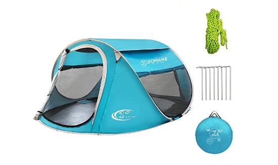 تصویر  چادر مسافرتی 4 نفره zomake مدل ZOMAKE Pop Up Tent 2-4 Person, Beach Tent Sun Shelter for Baby with UV Protection