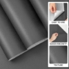 تصویر  کاغذدیواری PVC رنگ خاکستری مدل White Self-Adhesive Wallpaper Dark Gray 5/44*299Cm