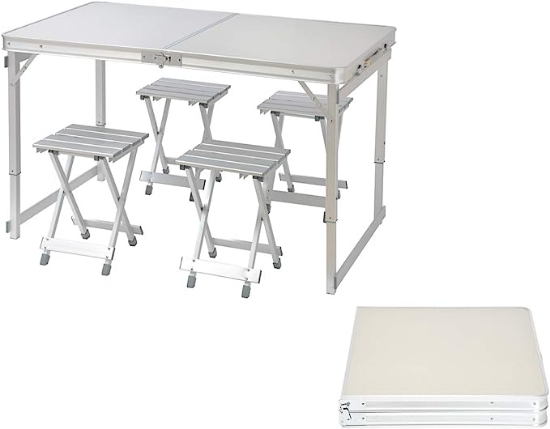 تصویر   میز و صندلی تاشو آلمینیومی Trademark چهار نفره مدل 4Person Aluminum Lightweight Folding Adjustable Camp Table