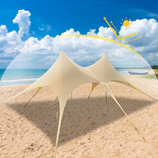 تصویر  سایه بان پارچه ای مناسب کمپینگ مدل Pop Up Beach Tent Canopy Sun Shelter
