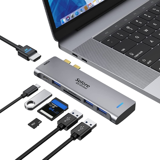 تصویر  هاب USB-C برند selore هفت خروجی مدل USB C Adapter for MacBook Pro, MacBook USB HDMI Adapter,7 in 1 