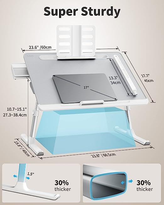 تصویر SAIJI : میز لپ تاپ جلو مبلی و روتختی و زمینی و میز تحریر به همراه چراغ رومیزی Laptop Bed Tray Desk with LED Desk Light, SAIJI Adjustable Laptop Stand for Bed, XX-Large PVC Leather Foldable Laptop Table with Book Stand, Wrist Rest, Extra Leg Room for Sofa Couch Floo : 3 تا 5 روز کاری میز لپ تاپ جلو مبلی و روتختی و زمینی و میز تحریر به همراه چراغ رومیزی Laptop Bed Tray Desk with LED Desk Light, SAIJI Adjustable Laptop Stand for Bed, XX-Large PVC Leather Foldable Laptop Table with Book Stand, Wrist Rest, Extra Leg Room for Sofa Couch Floor (Gray)