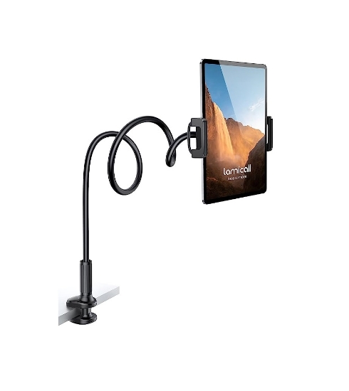 تصویر  پایه نگهدارنده و هولدر تبلت Lamicall Gooseneck Tablet Mount Holder for Bed - Flexible Tablet Arm Clamp for Bed Compatible with Pad Mini 7.9, Air 9.7, Pro 10.5, Switch, Galaxy Tabs, More 4.7-11" Device - Black