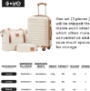 تصویر  ست چمدان مسافرتی COOLIFE Suitcase Trolley Carry On Hand Cabin Luggage Hard Shell Travel Bag Lightweight with TSA Lock,The Suitcase Included 1pcs Travel Bag and 1pcs Toiletry Bag (White/Brown, 28 Inch Luggage Set)