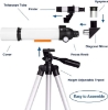 تصویر  تلسکوپ نجومی Astronomical Telescope 70mm，Moon/Geographic Telescope Adults/kids Beginners,Kid Telescope Aperture 500mm, Multi-Coated Optics, Telescopes Astronomy Refractor with Tripod, Phone Adapter, Backpack